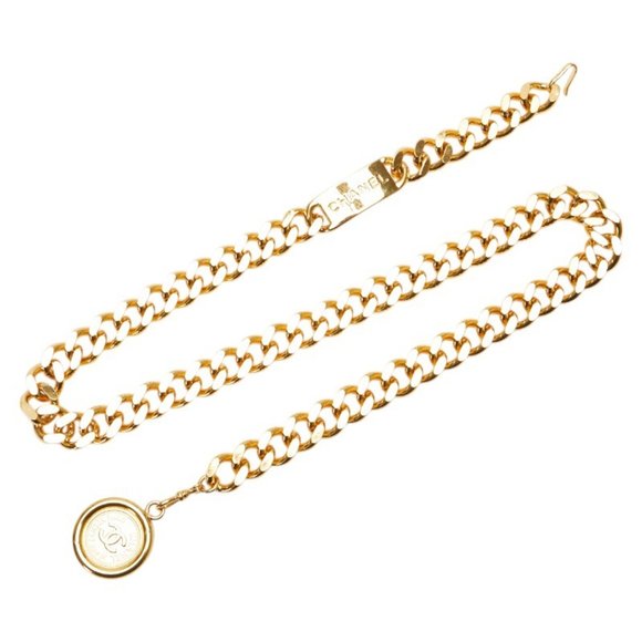CHANEL Gold Logo Belt - Picture 1 of 5